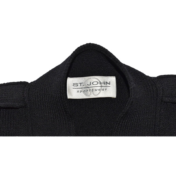 B4 Auth ST JOHN SPORTSWEAR Black Santana Knit Open Front Cardigan Sweater Size M - Picture 6 of 8